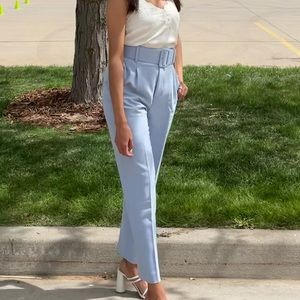 Blue high waisted belt pants from Zara, size xs, great condition - worn once